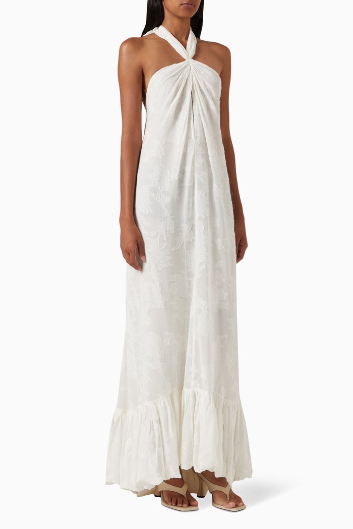 

Nera Halter Maxi Dress in Viscose, White