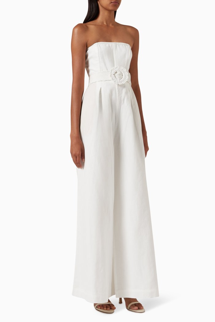 

Nera Belted Jumpsuit in Cotton, White