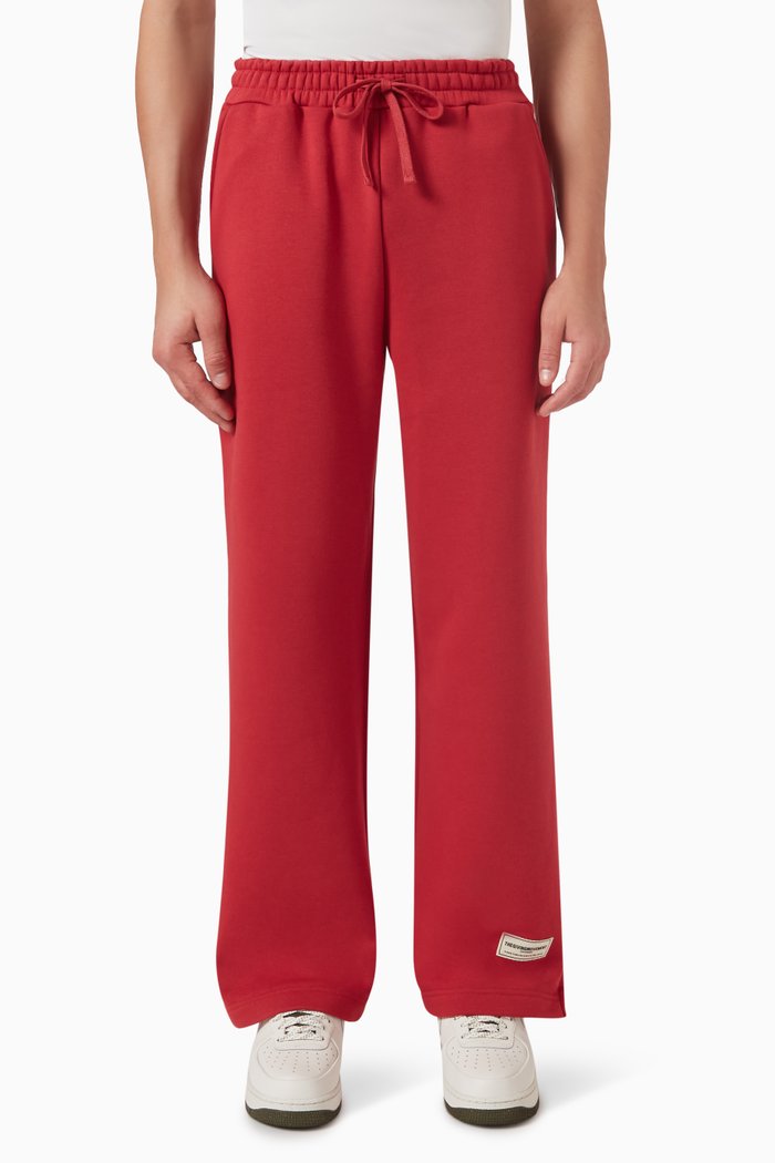 

Oversized 28.5" Wide-leg Joggers in Organic Cotton Blend, Red