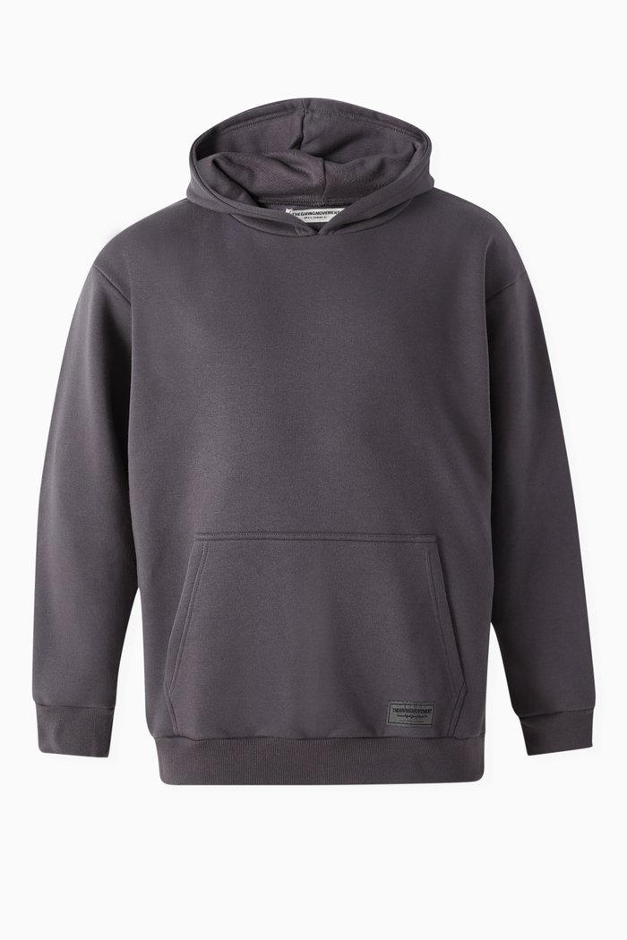 

Oversized Logo Hoodie in Organic Cotton Blend, Grey