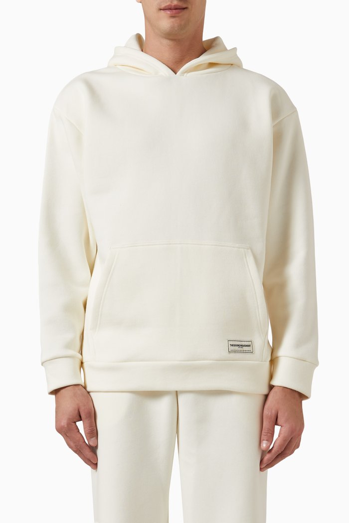 

Oversized Logo Hoodie in Organic Cotton Blend, Neutral