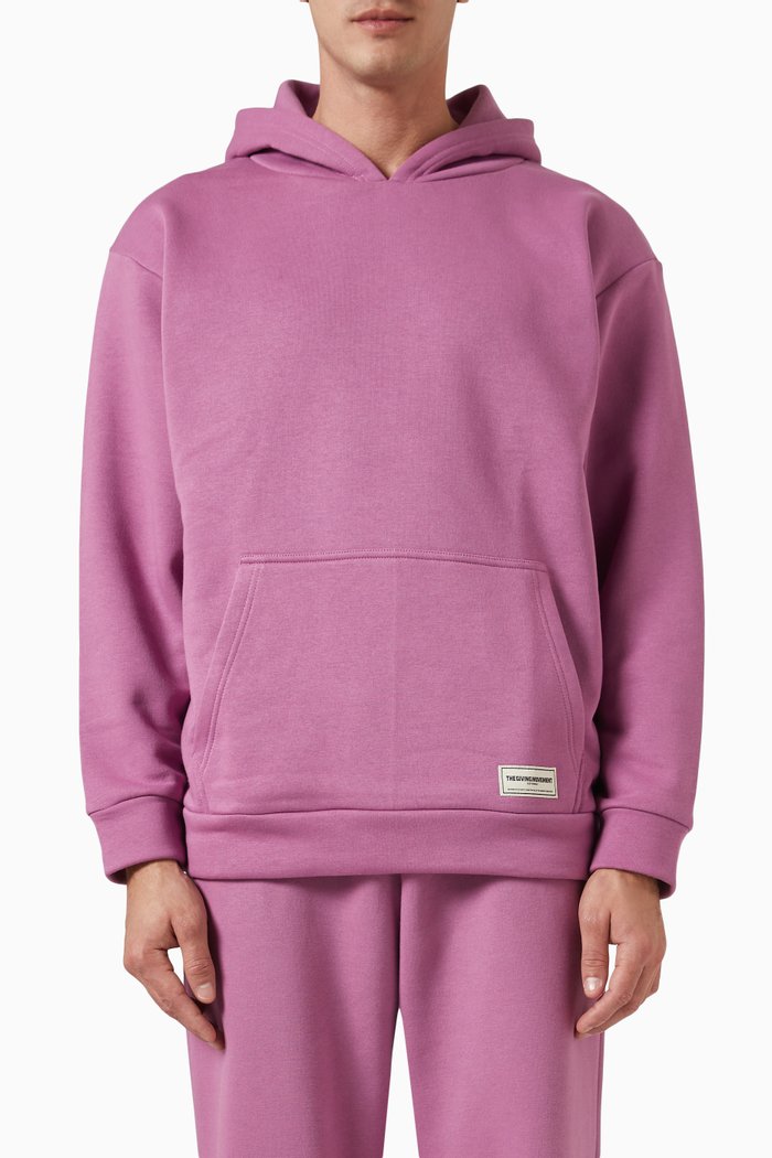 

Oversized Logo Hoodie in Organic Cotton Blend, Purple