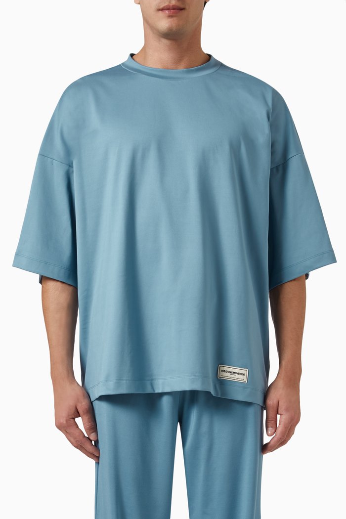 Exaggerated-sleeve T-Shirt in Softskin100©, Blue