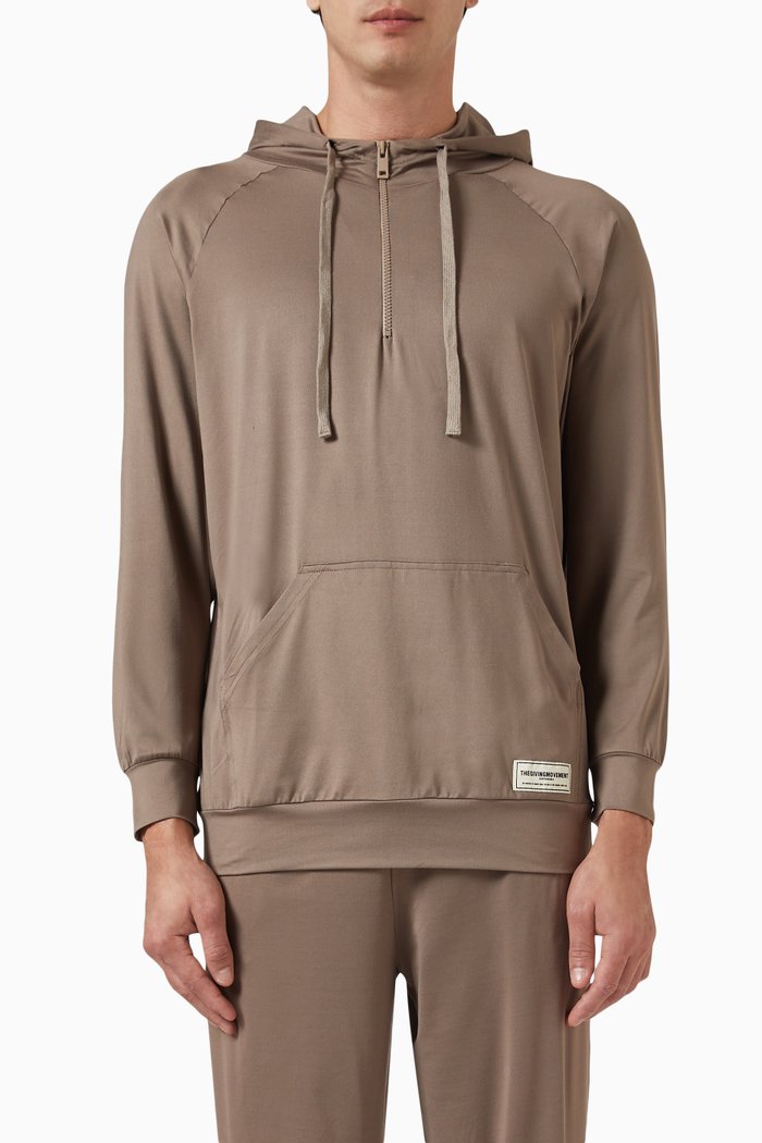 

Half-zip Hoodie in Recycled Polyester Blend, Neutral