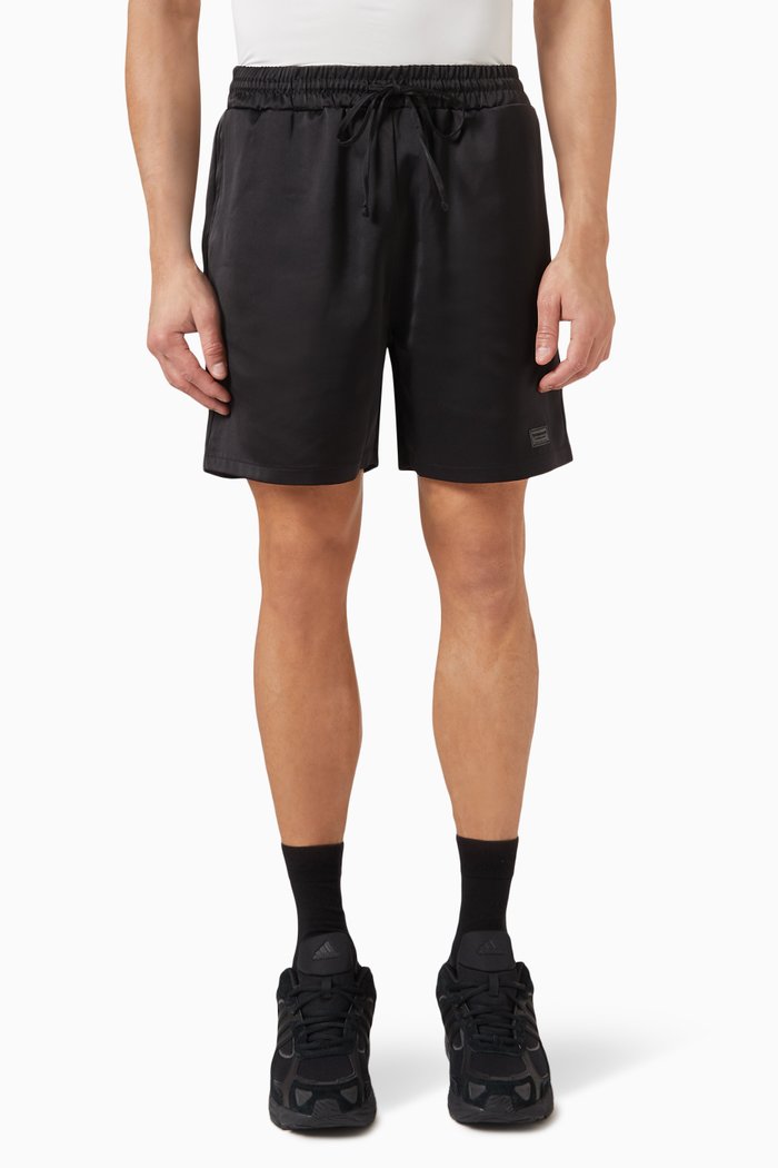 

6" Drawstring Shorts in SATIN100©, Black