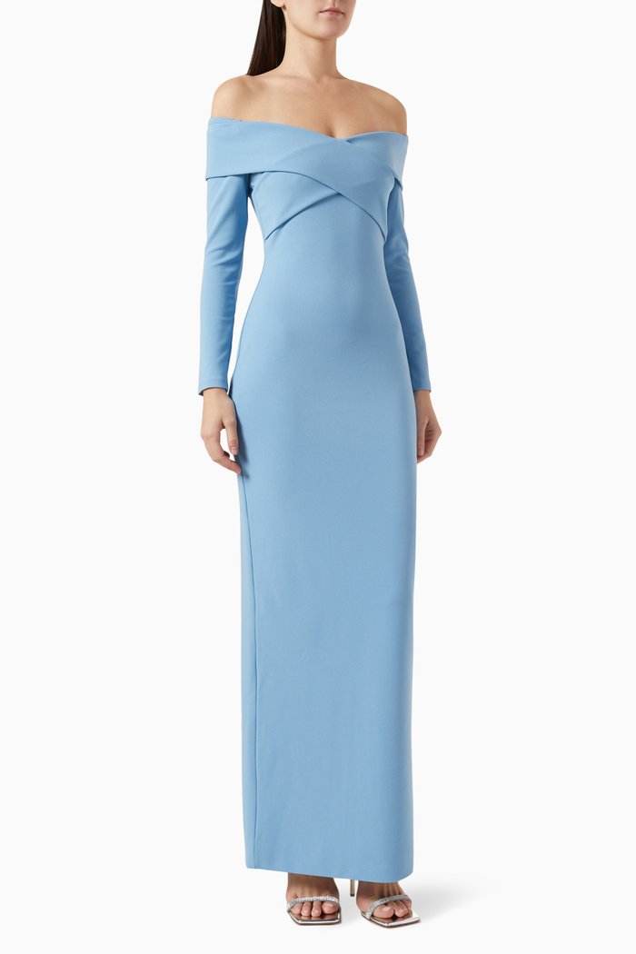 

Galia Maxi Dress in Crepe, Blue