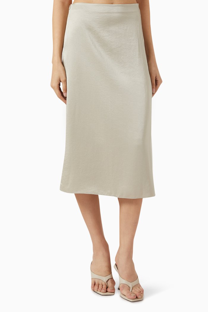 

Side-zip Slip Skirt in Crepe, Neutral