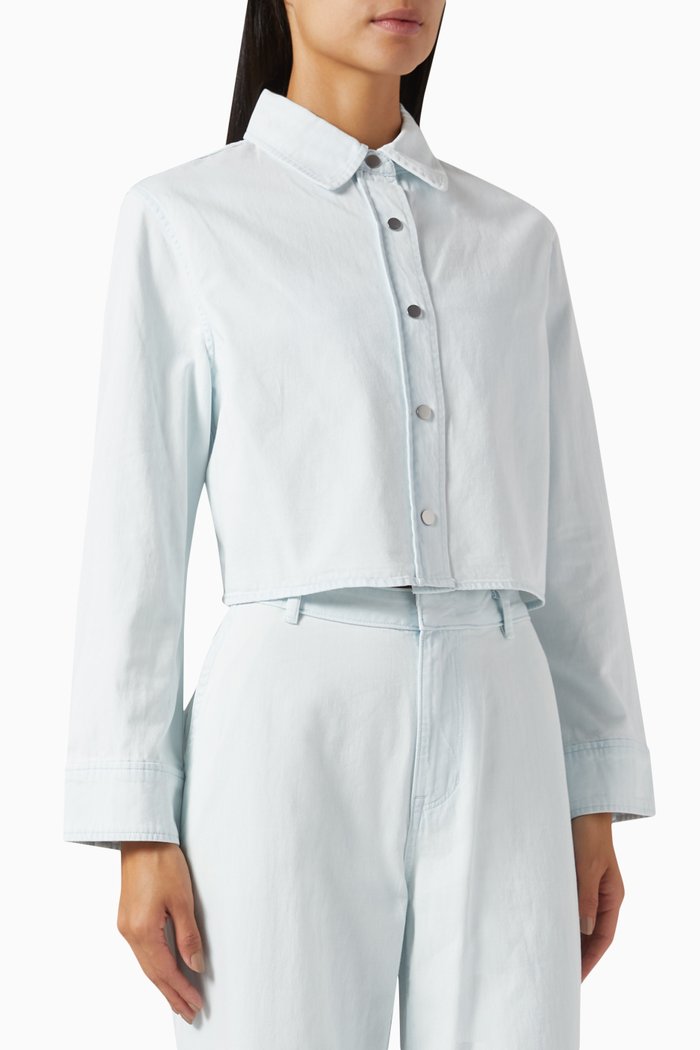 

Washed Spring Cropped Shirt in Cotton-twill, White