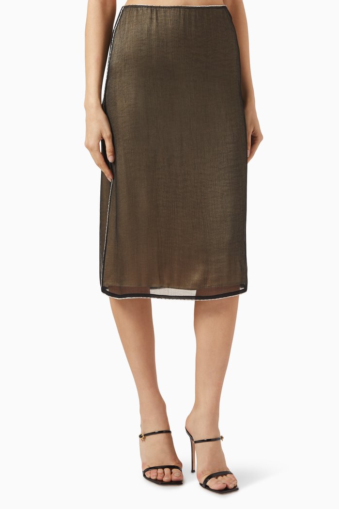 

Beaded Midi Skirt in Viscose, Black