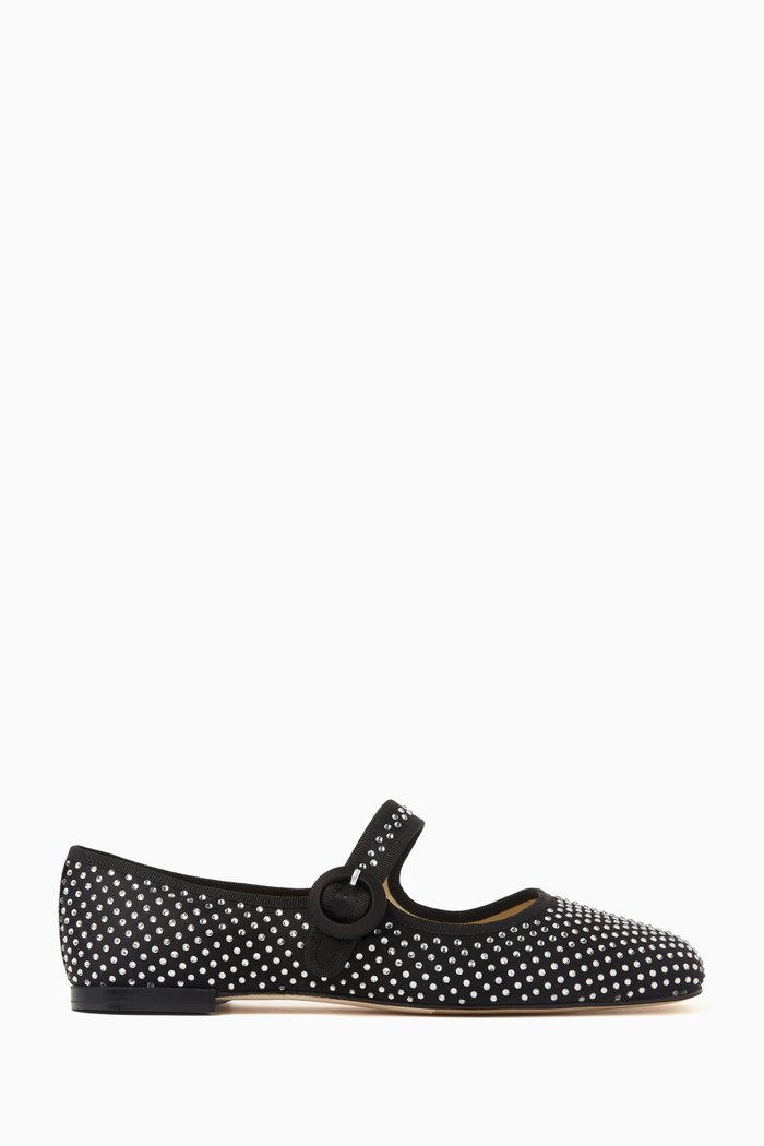 

Georgia Crystal Mary Jane Flats in Satin, Black