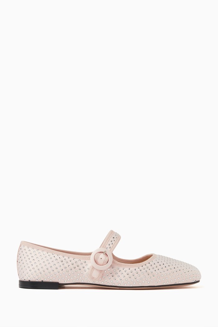 

Georgia Crystal Mary Jane Flats in Satin, Pink