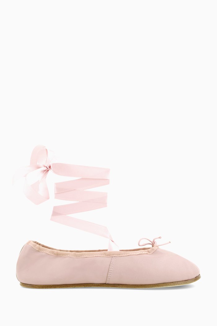 

Sophia Lace-up Ballerina Flats in Nappa, Pink