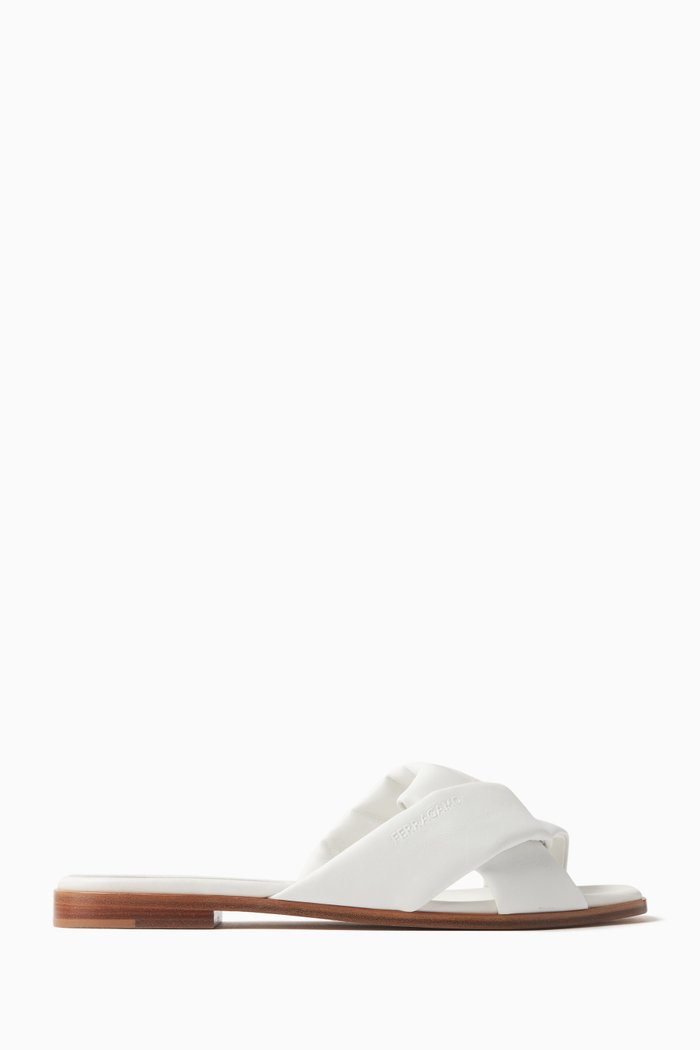 

Origami Knot Slides in Nappa Leather, White