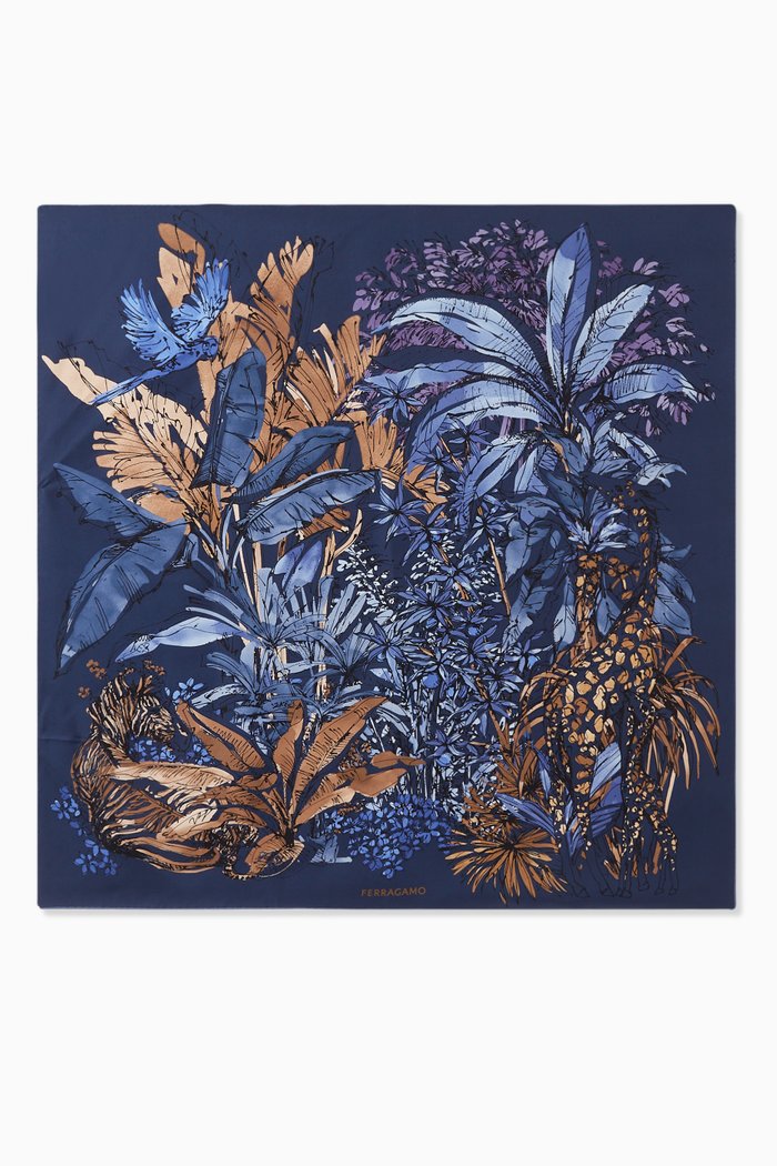 

Jungle Print Foulard in Silk, Multicolour