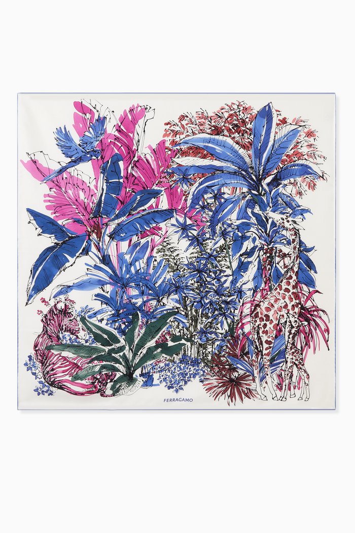 

Jungle Print Foulard in Silk, Multicolour