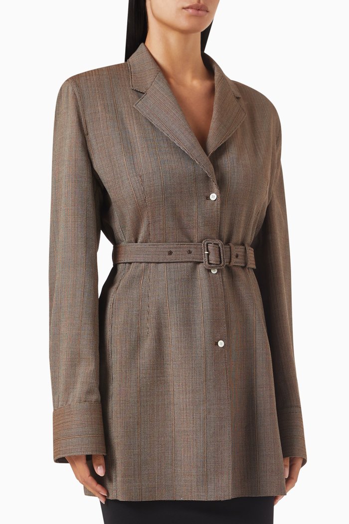 

Single-breasted Pinstripe Jacket in Wool, Grey