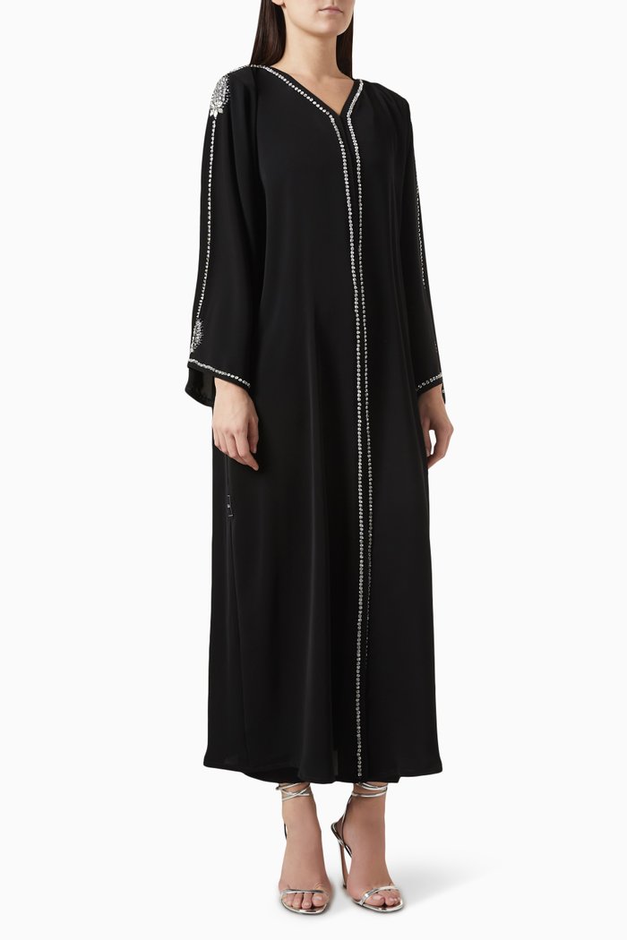 

Crystal Embellished Abaya in Nada, Black
