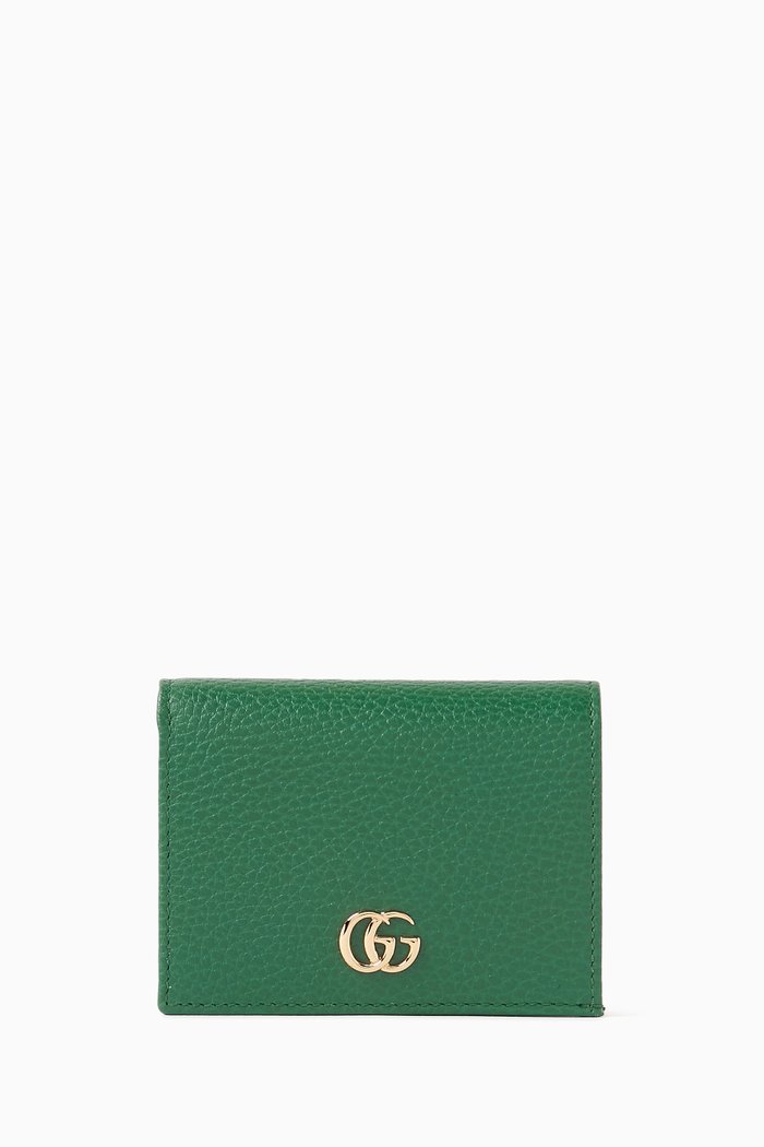 

GG Marmont Card Case in Grained Leather, Green