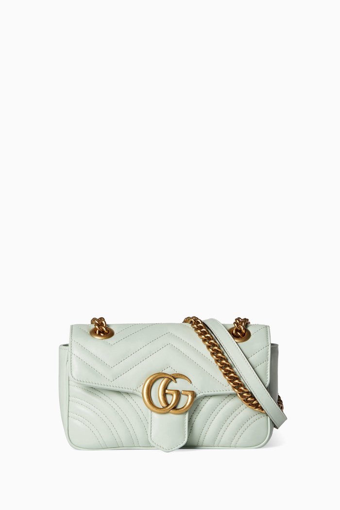 

Mini GG Marmont Shoulder Bag in Matelassé Leather, Green