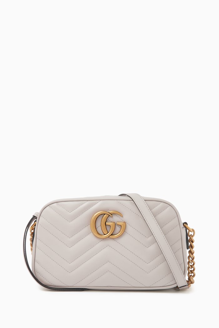 

Small GG Marmont Shoulder Bag in Matelassé Leather, White