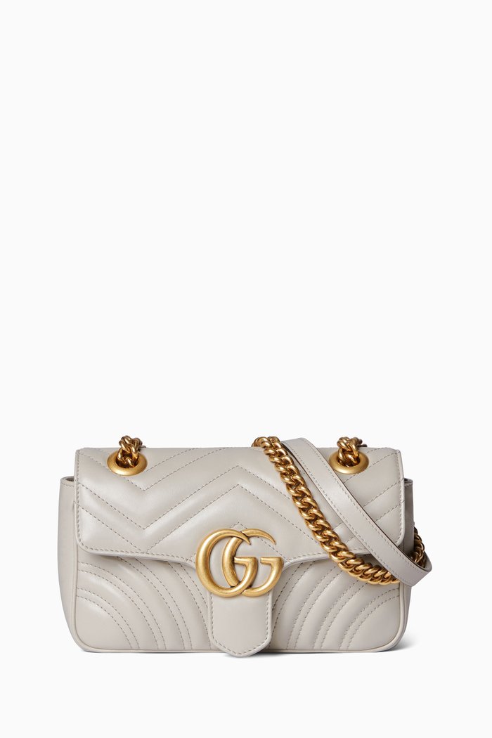 

Small GG Marmont Shoulder Bag in Matelassé Leather, Neutral
