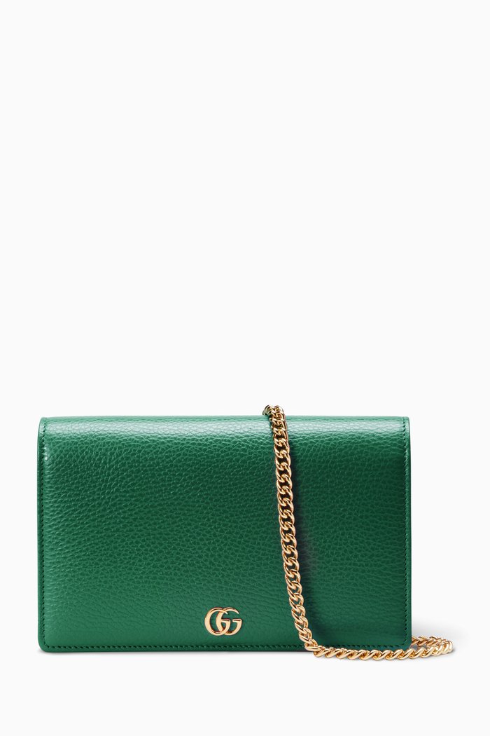 

Mini GG Marmont Chain Bag in Leather, Green