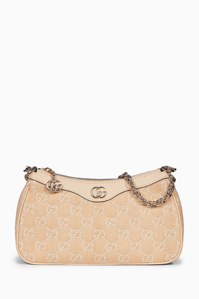 

Small Ophidia GG Shoulder Bag in Denim, Neutral