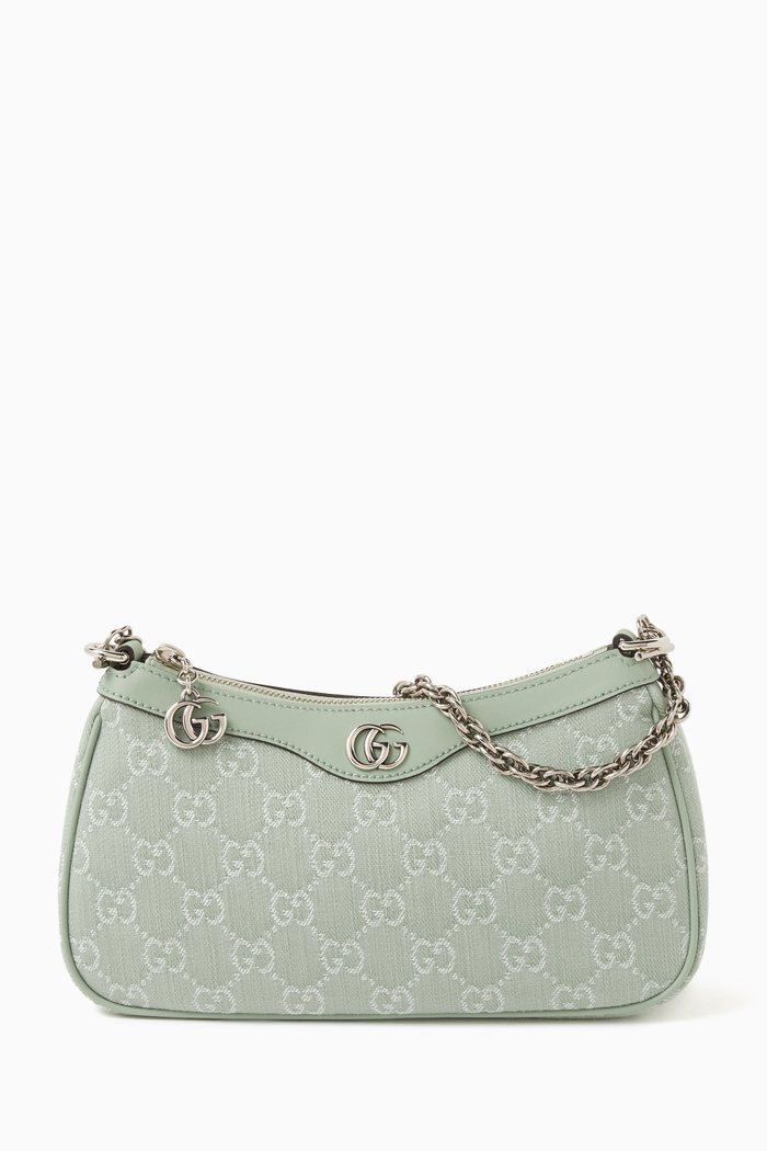 

Small Ophidia GG Shoulder Bag in Denim, Green