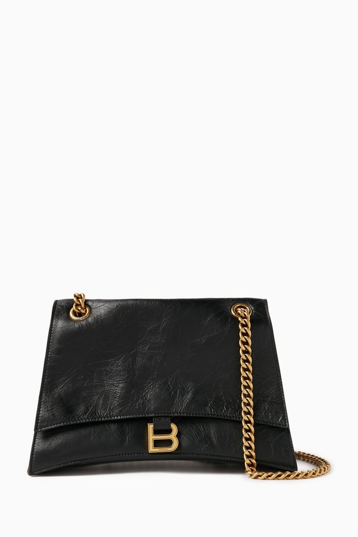 

Medium Crush Chain Crossbody Bag in Calfskin, Black