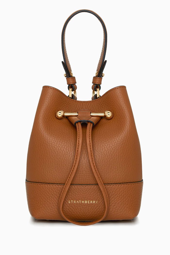 Lana Osette Pouch Crossbody Beaded Bag in Leather, Brown