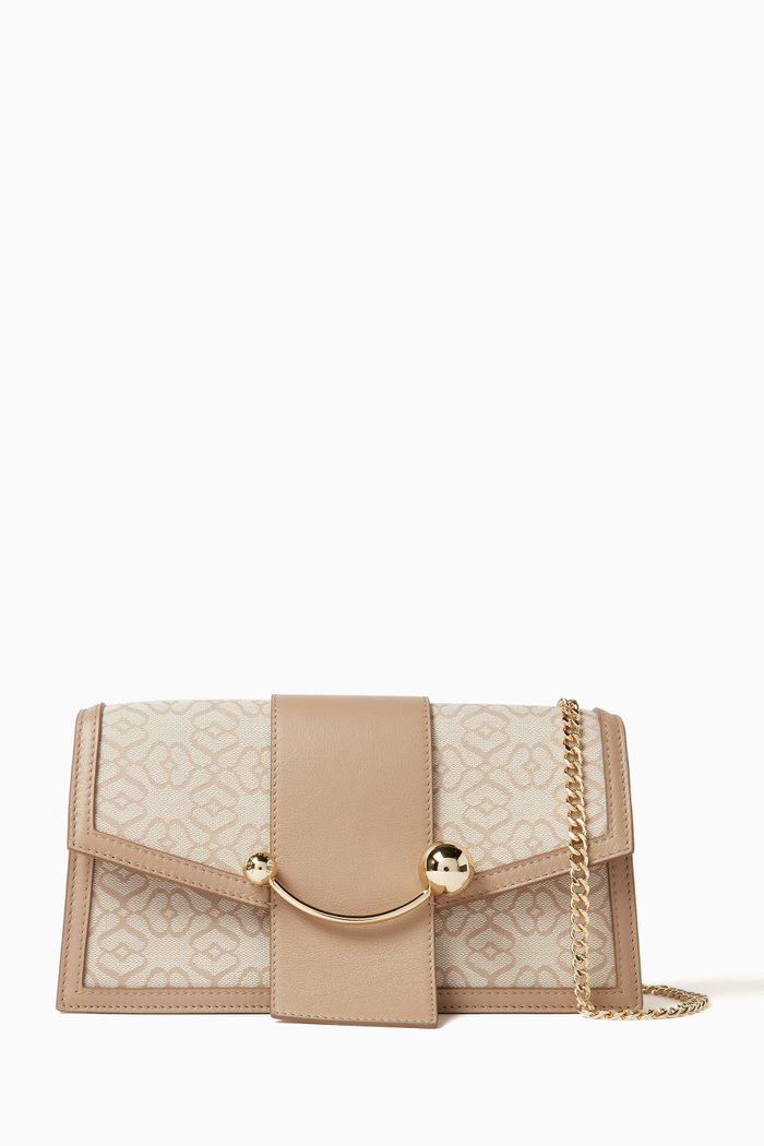 10th Anniversary Mini Crescent Shoulder Bag in Leather, Neutral