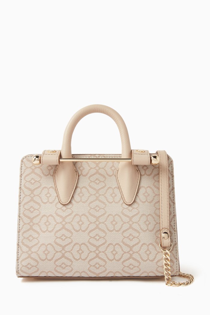 

10th Anniversary Nano Tote Bag in Monogram Jacquard and Leather, Neutral