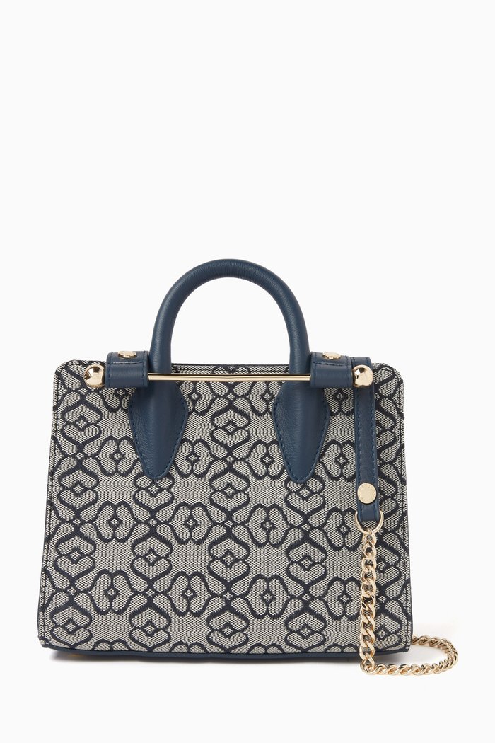

10th Anniversary Nano Tote Bag in Monogram Jacquard and Leather, Blue