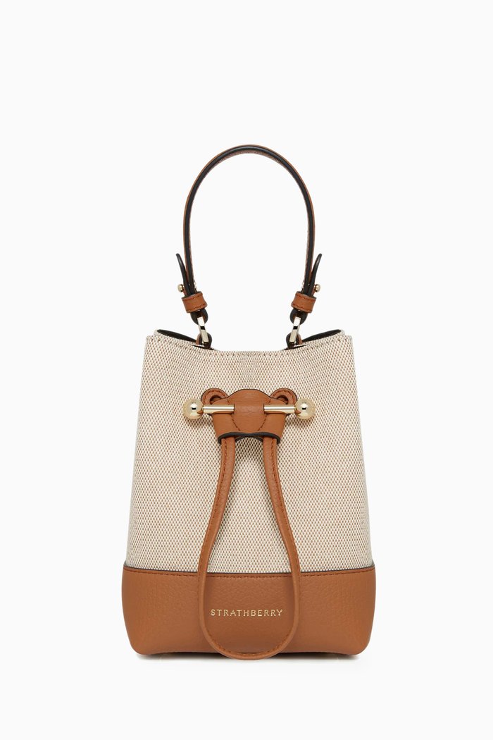 

Lana Osette Crossbody Bucket Bag in Canvas & Leather, Neutral