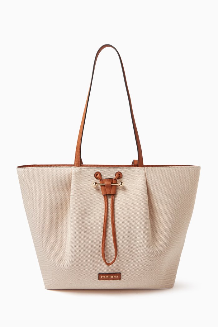 

Osette Shopper in Canvas & Leather, Neutral
