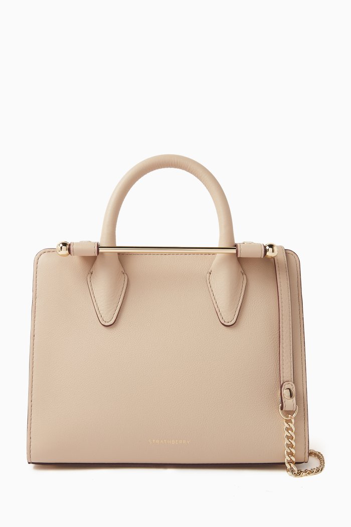 

Nano Tote Bag in Leather, Neutral