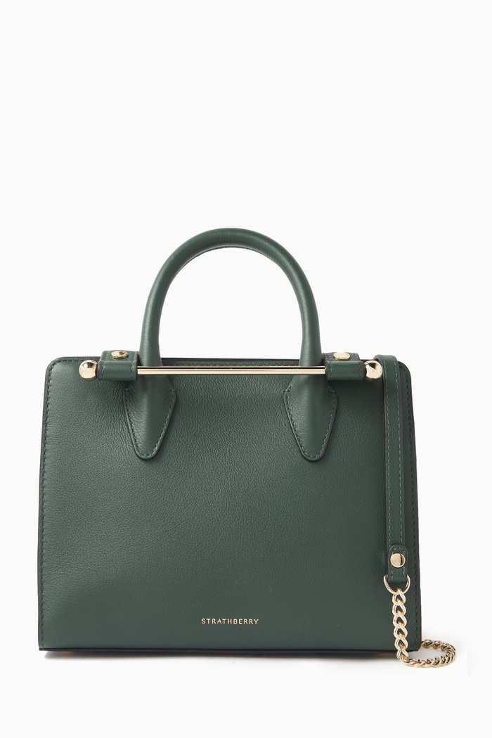 

Nano Tote Bag in Leather, Green