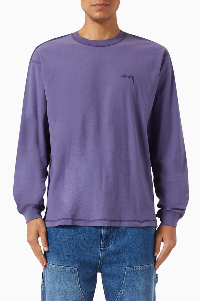 

Lazy Long-sleeve T-shirt in Cotton, Purple