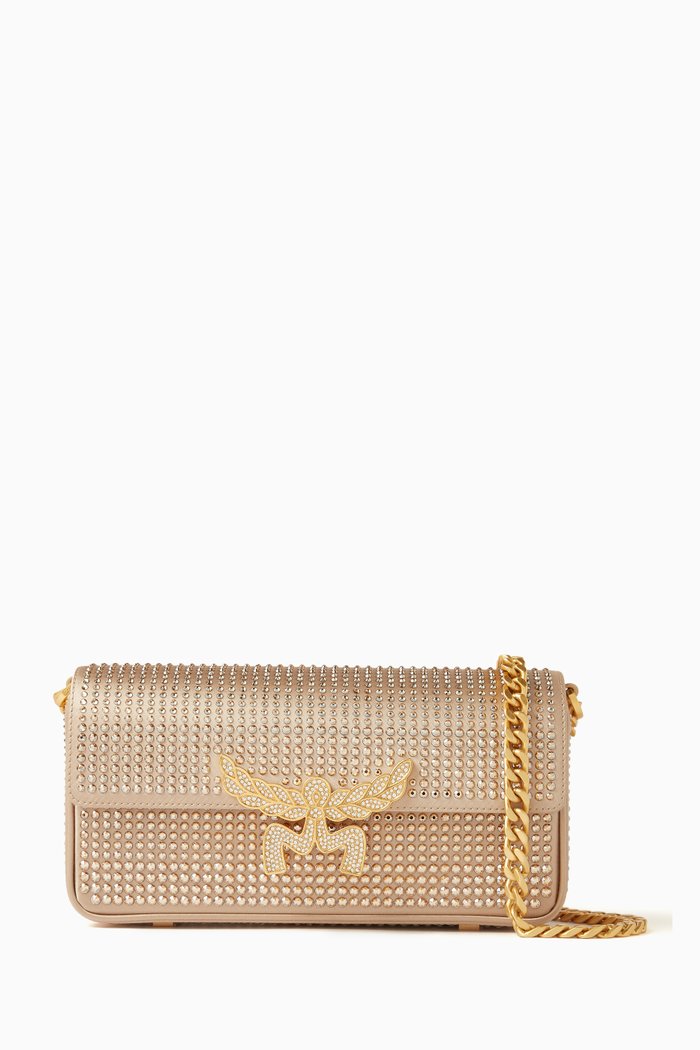 

Mini Himmel Bag in Studded Satin, Neutral