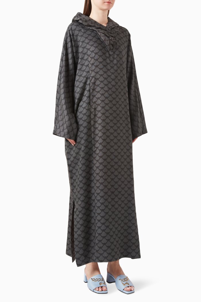 

Monogram Hood Maxi Dress in Lyocell, Black