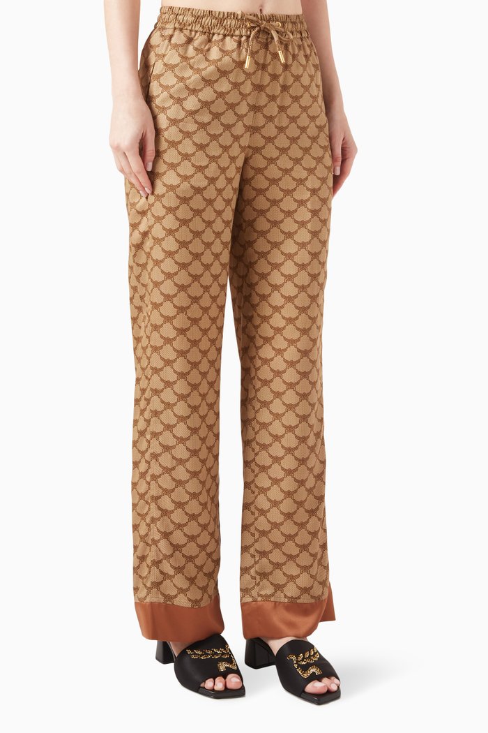 

Monogram Wide-leg Pants in Lyocell, Neutral