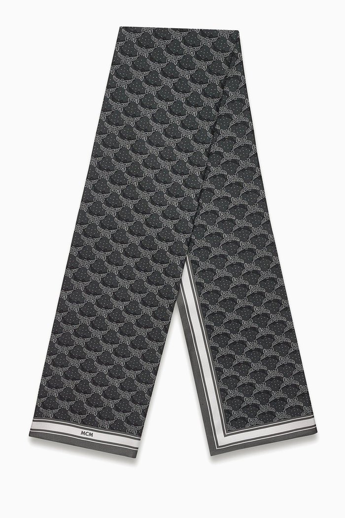 

Reversible Lauretos-print Shawl in Silk-twill, Black