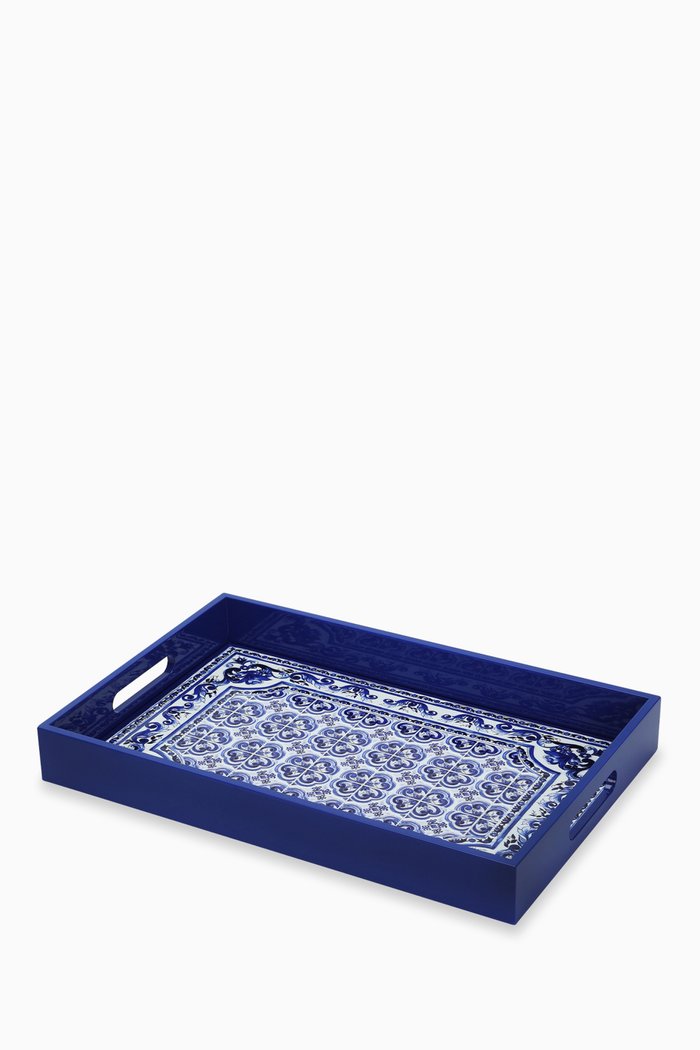 

Blu Mediterraneo Rectangular Tray in Wood, Blue