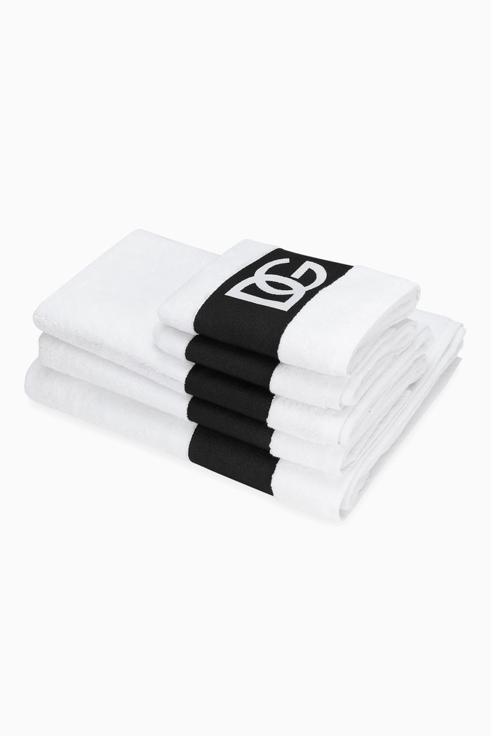 

DG Logo Jacquard Towels in Cotton-terry, Set of 5, White