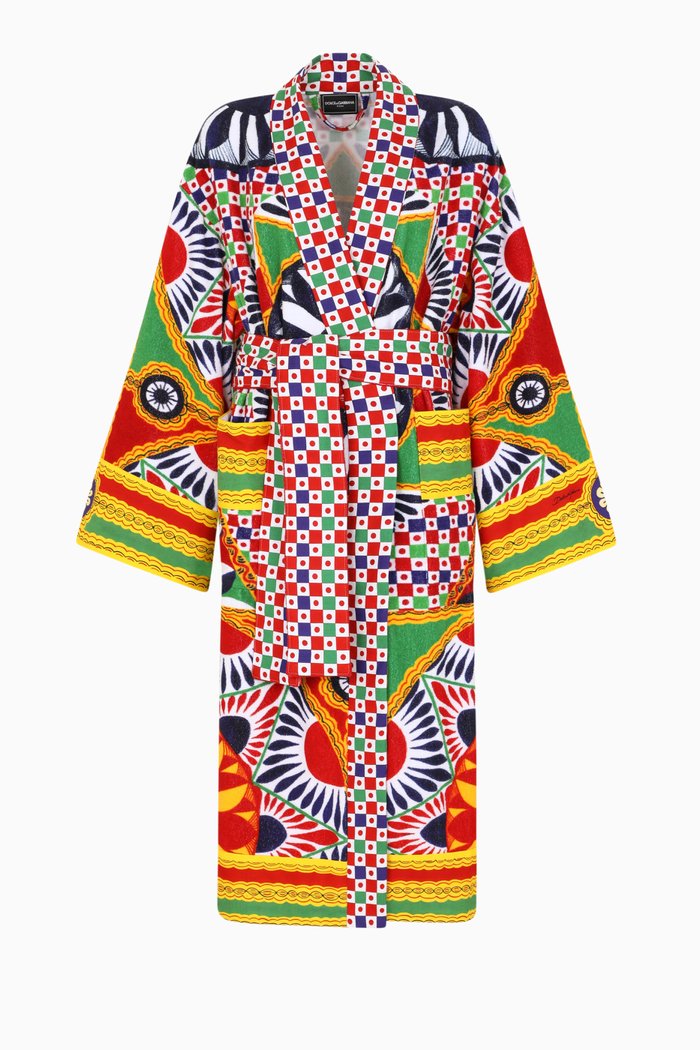 

Unisex All-over Printed Bathrobe in Cotton Terry, Multicolour