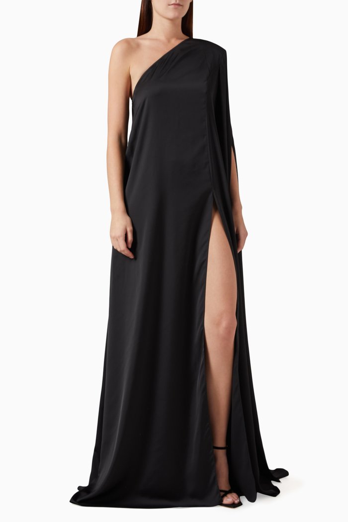 

Margaux Structured Gown in Crepe, Black