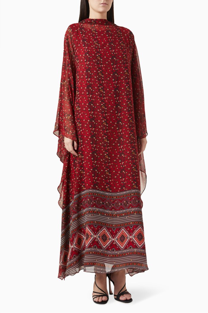 

Printed High-neck Kaftan, Multicolour