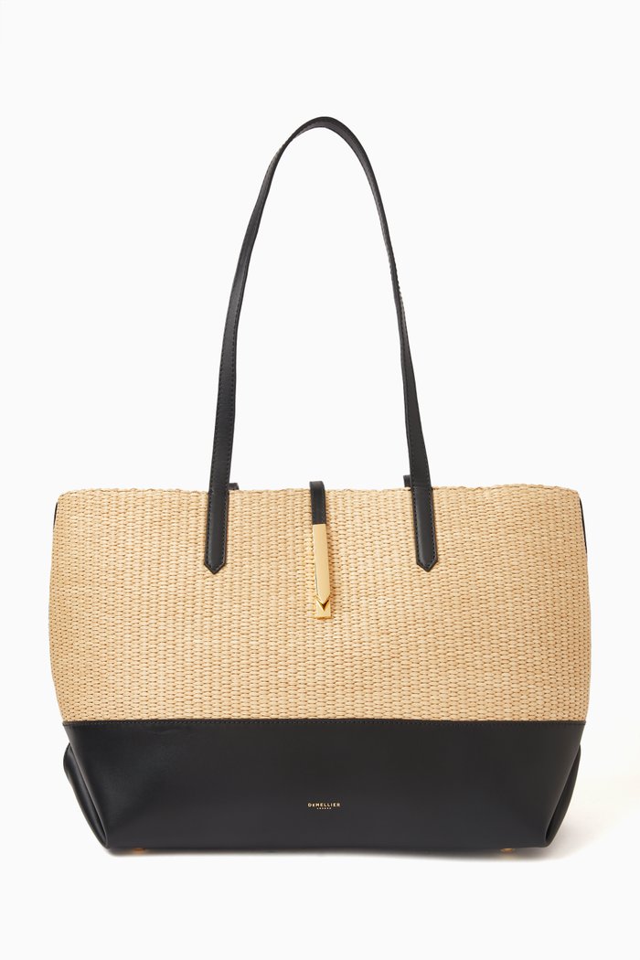 

Tokyo Woven-raffia Tote, Black