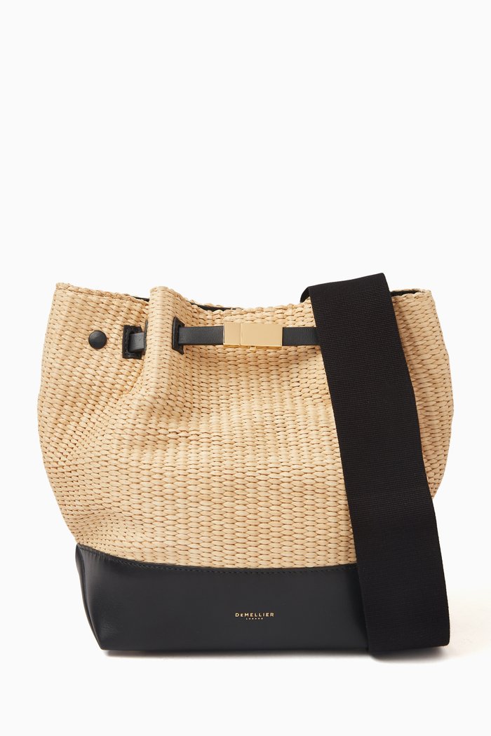 

New York Bucket Bag in Raffia, Black