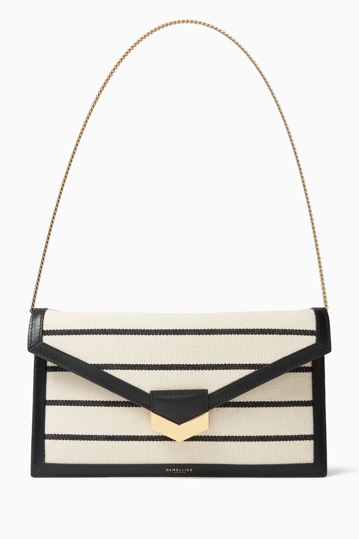 

London Clutch in Canvas & Leather, White